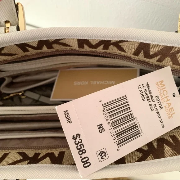Michael Kors Brown Signature bag Monogram Tote Gold Hardware and White Trim NEW - Picture 11 of 13